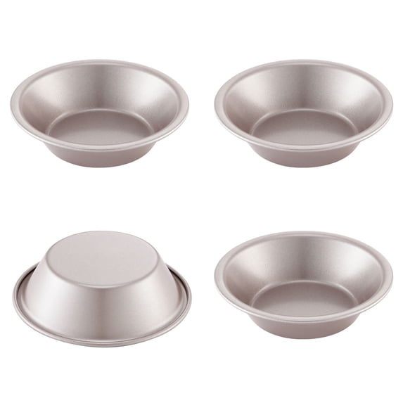 CHEFMADE Mini Pie Pan Set, 5-inch 4Pcs Non-Stick Carbon Steel Round Bread and Cake Bakeware for Oven and Instant Pot Baking (Champagne Gold)
