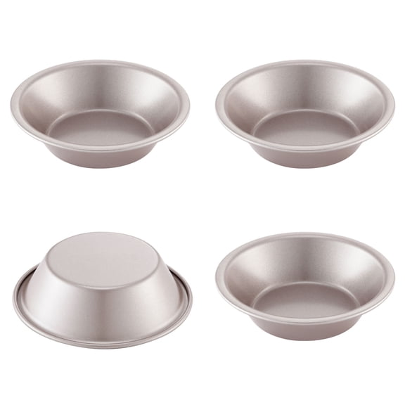 CHEFMADE Mini Pie Pan Set, 5-inch 4Pcs Non-Stick Carbon Steel Round Bread and Cake Bakeware for Oven and Instant Pot Baking (Champagne Gold)