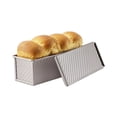 thumbnail image 1 of CHEFMADE Mini Pullman Loaf Pan with Lid, 0.66Lb Dough Capacity Non-Stick Rectangle Corrugated Toast Box for Oven Baking 2.8" x 8.1"x 2.8"(Champagne Gold), 1 of 7