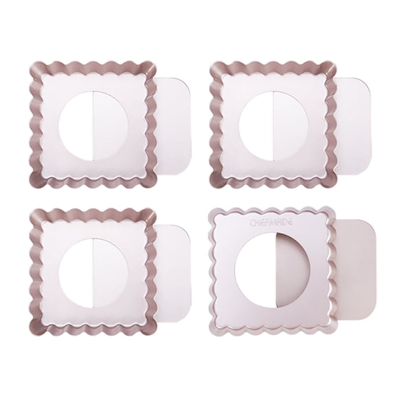 CHEFMADE Mini Square Tart Pan Set, 4-Inch 4Pcs with Removable Loose Bottom Non-Stick Oblong Quiche Bakeware for Oven and Instant Pot Baking (Champagne Gold)