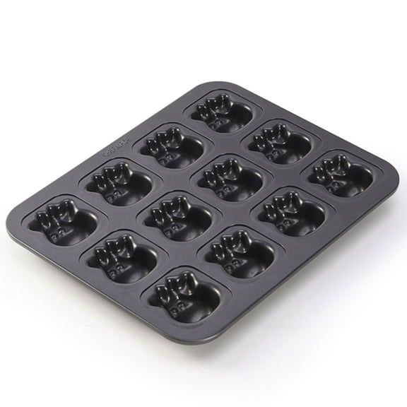 CHEFMADE Muffin Cake Pan, 12-Cavity Non-Stick Carbon Steel Cow-Shaped Bakeware for Oven Baking(Black)