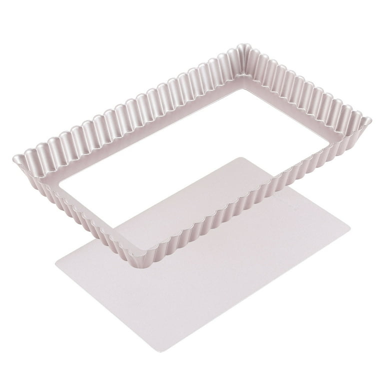 CHEFMADE Rectangle Tart Pan 7x11 Inch with Removable Loose Bottom Non Stick Oblong Quiche Bakeware for Oven Baking Champagne Gold