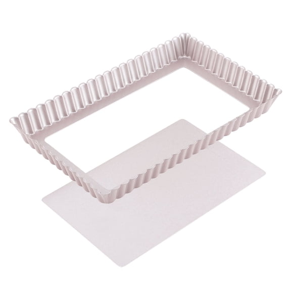 CHEFMADE Rectangle Tart Pan, 7x11-inch with Removable Loose Bottom Non-Stick Oblong Quiche Bakeware,dishwasher safe, for Oven Baking (Champagne Gold)