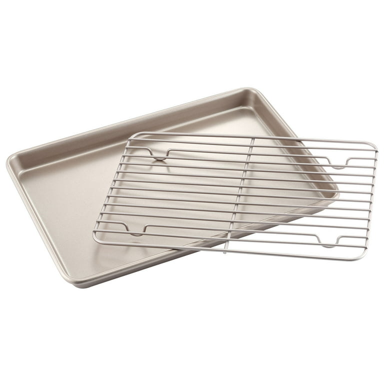 CHEFMADE Roasting Pan with Rack, 13-Inch Non-Stick Rectangular Shallow Dish  Sheet Pan with Wire Rack for Oven Baking, BBQ, Jelly Roll and Roasting 9