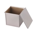 thumbnail image 1 of CHEFMADE Square Pullman Loaf Pan with Lid, 1Lb Dough Capacity Non-Stick Rectangle Flat Toast Box for Oven Baking 5.7" x 5.7"x 5.2"(Champagne Gold), 1 of 9