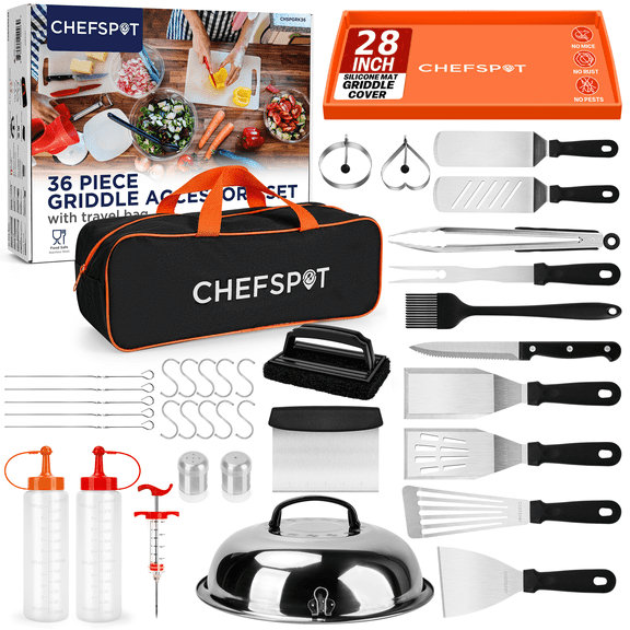 CHEFSPOT 36-Piece Griddle Accessories for Blackstone with Silicone  Griddle Mat Cover for 28" Blackstone Omnivore