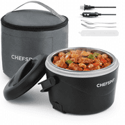 CHEFSPOT Electric Lunch Box, 37 fl oz Portable Food Warmer for Car, Truck, and Office, 12V/24V/120V