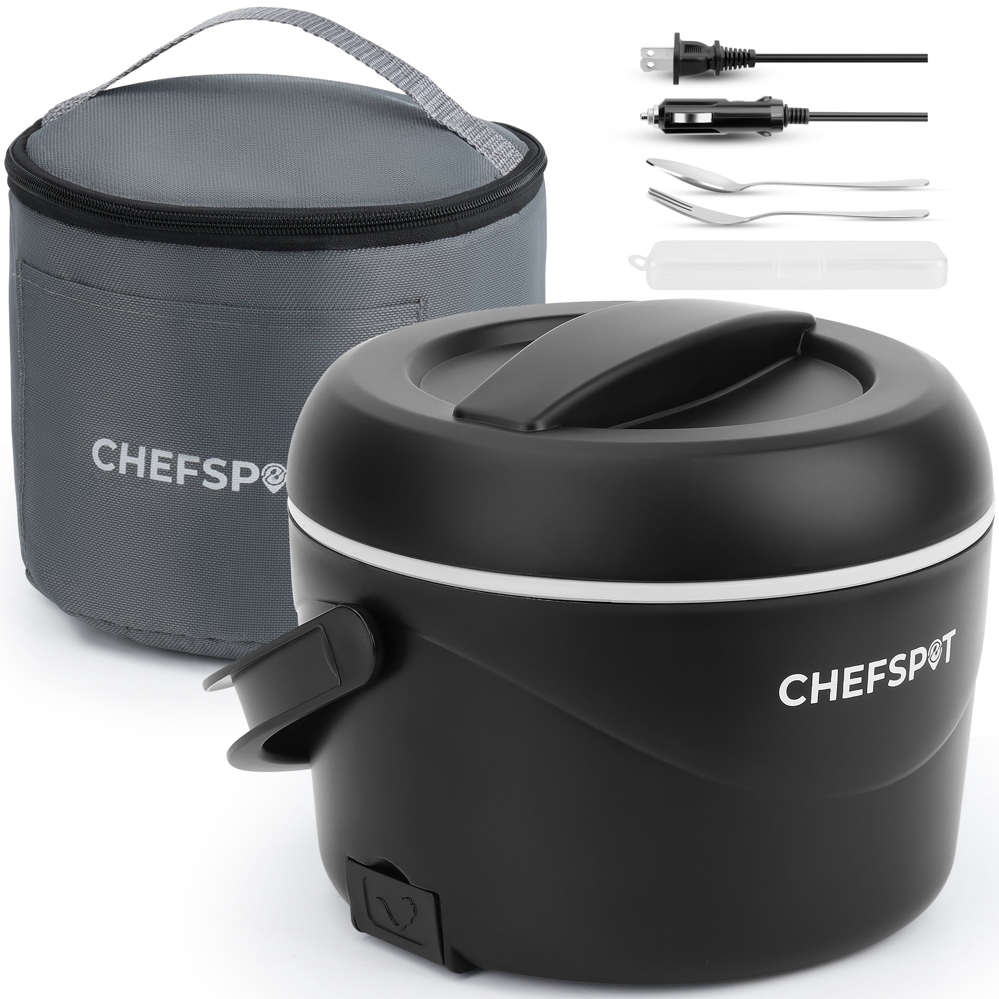 CHEFSPOT 37 oz Electric Lunch Box, 80W Portable Food Warmer with Bag and Utensils