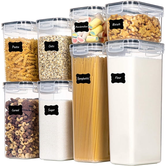 CHEFSTORY Airtight Food Storage Containers with Lids, 8 PCS Plastic Canisters for Kitchen & Pantry Organization,Dry Flour, Sugar and Cereal
