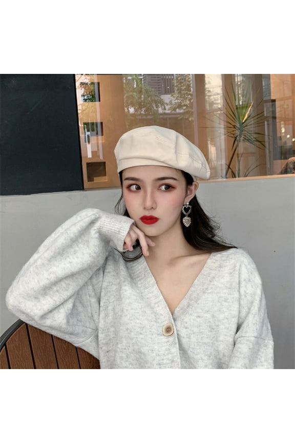 Beret Hats for Women Women's Summer Thin Edition British Retro Korean Japanese Trendy Painter's Bud Hat Solid Color Hats Beige