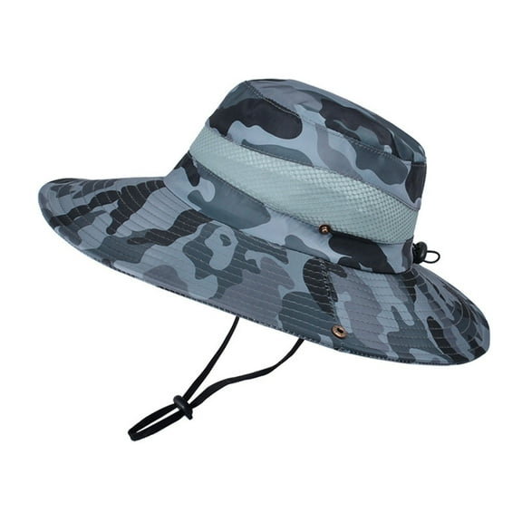 CHEGUTA Bucket Hats for Men Sun Long Large Wide Brim Mesh Hat Outdoor Sports Cap Hiking Camouflage Hats Grey