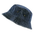 thumbnail image 1 of CHEGUTA Bucket Hats for Woman Washed Cotton Denim Hat Fisherman's 1PCS Solid Color Hats Dark Blue, 1 of 5