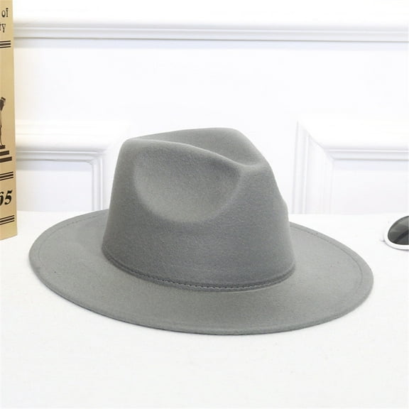 CHEGUTA Hats for Women Crushable Wool Felt Outback Hat Panama Wide Brim Solid Color Hats Grey
