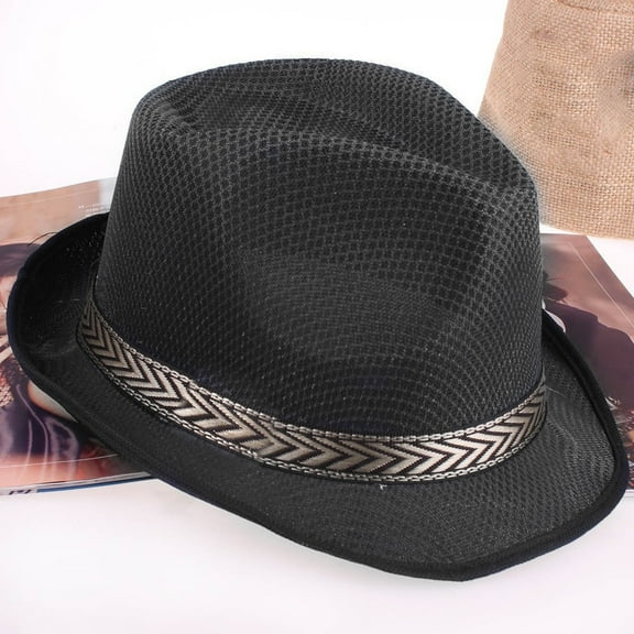 CHEGUTA Hats for Women Men Fedora Hat Breathable Soft Cool Jazz Summer Outdoor Beach Sun Cap Solid Color Hats Black