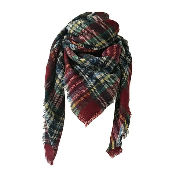 CHEGUTA Neck Scarf for Women Winter Scarf,Premium Winter Large Knit Plaid Checked Square Blanket Scarf Shawl Wrap