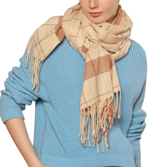 CHEGUTA Neck Scarf for Women Winter Scarf,Women's Autumn Winter Colorful Plaid Thick Warm Fringe Shawl Scarves