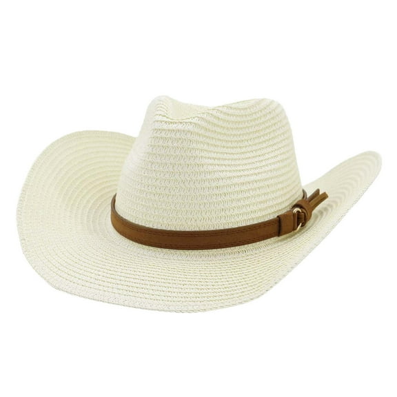 CHEGUTA Straw Hats for Women Cap Hat Men Cowboy Cowgirl Wide Wild Western Beach Caps Brim Solid Color Hats Grey
