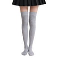 thumbnail image 1 of CHEGUTA Womens Thigh High Socks Extra Long Solid Color Socks Over The Knee High Cotton Stockings Grey, 1 of 3