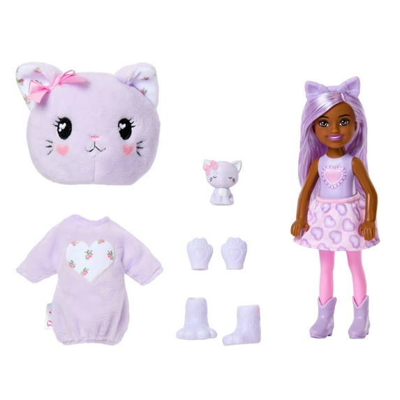 Barbie Cutie Reveal Cuddly Series Chelsea Small Dolls & Accessories, 6 Surprises (Styles May Vary)