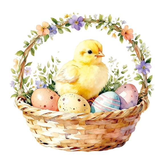 CHELIASD 1 Sheets 1 Pc Easter Cute Chick Window Decal PVC Adhesive Easter Egg Children's Wall Sticker for Home School Office Decoration Party Supplies,11.81 x 11.81 Inch