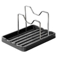 thumbnail image 1 of CHELIASD 2 in 1 Pot Lid Holder & Spoon Rest for Kitchen Counter, Plastic Utensil Rest with Stainless Steel Pan Lid Holder Organizer While Cooking, Countertop Space Saving Pot Cover Rack, 1 of 9