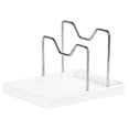 thumbnail image 1 of CHELIASD 2 in 1 Pot Lid Holder & Spoon Rest for Kitchen Counter, Plastic Utensil Rest with Stainless Steel Pan Lid Holder Organizer While Cooking, Countertop Space Saving Pot Cover Rack, 1 of 9