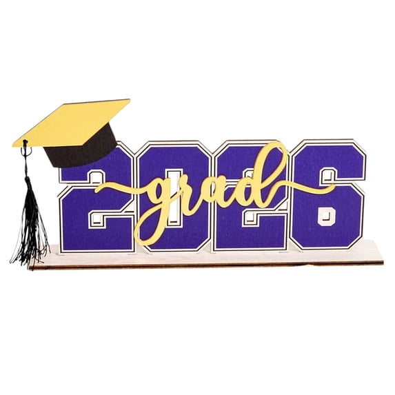 CHELIASD 2026 Graduation Yard Sign, Wooden Class of 2026 Table Centerpiece, Grad Themed Desk Decor, Wooden Graduation Sign for Photo Props and Party Decor