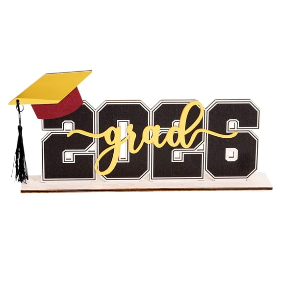 CHELIASD 2026 Graduation Yard Sign, Wooden Class of 2026 Table Centerpiece, Grad Themed Desk Decor, Wooden Graduation Sign for Photo Props and Party Decor