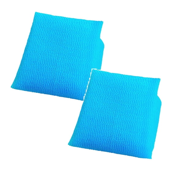 CHELIASD 2Pcs Exfoliating Washcloth, 39 Inch Exfoliating Bath Cloth Body Scrubber Wash Cloths for Showering Towel Japanese Washcloth Loofah Sponge Net Rag Back Washer, Blue