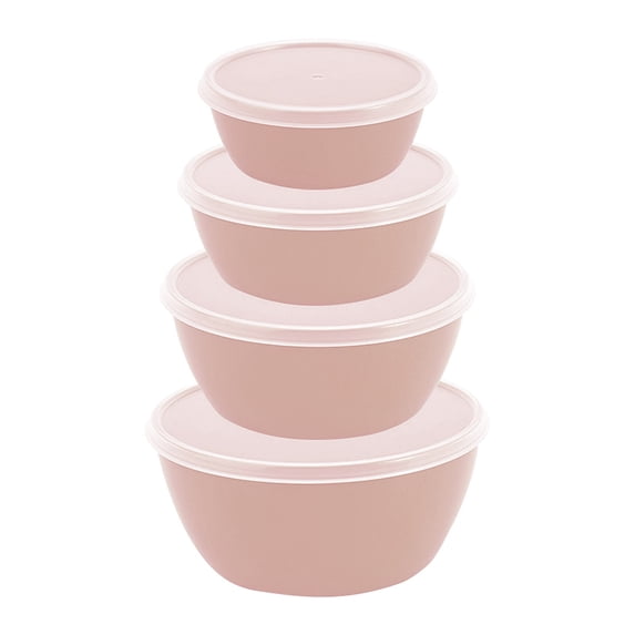 CHELIASD 4-Piece Classic Plastic Prep Bowls with Lids, Nesting Plastic Small Mixing Bowl Set for Mixing, Baking, Prepping, Cooking and Serving Food, Microwave and DishwasherSafe
