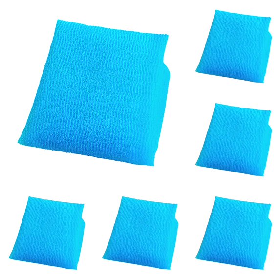 CHELIASD 5PCS Exfoliating Washcloth, 39 Inch Exfoliating Bath Cloth Body Scrubber Wash Cloths for Showering Towel Japanese Washcloth Loofah Sponge Net Rag Back Washer, Blue
