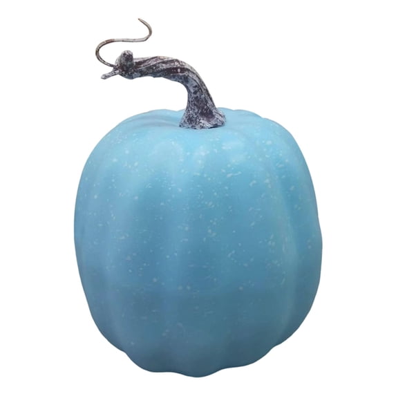 CHELIASD 6.45 Inch Large Blue Faux Pumpkin - Lifelike Foam Harvest Decoration for Autumn Thanksgiving Tabletop Mantel, Seasonal Fall Home Decor