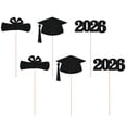 thumbnail image 1 of CHELIASD 6PCS Glitter Graduation Centerpieces for Tables, Cap & Diploma Cutouts on Sticks, Vase Decor with Confetti, Class of 2026 Table Toppers for College or High School, 1 of 7