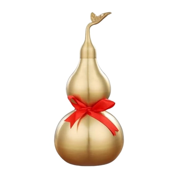 CHELIASD Brass Gourd Ornament with Openable Lid, Small Decorative Gourd with Leaves Design, Unique Home Decor for Shelf or Tabletop Display