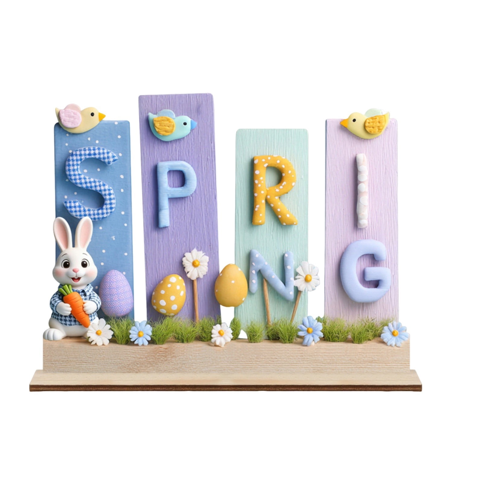 CHELIASD Easter Decorations for Table, Easter Bunny Figurine Wooden ...