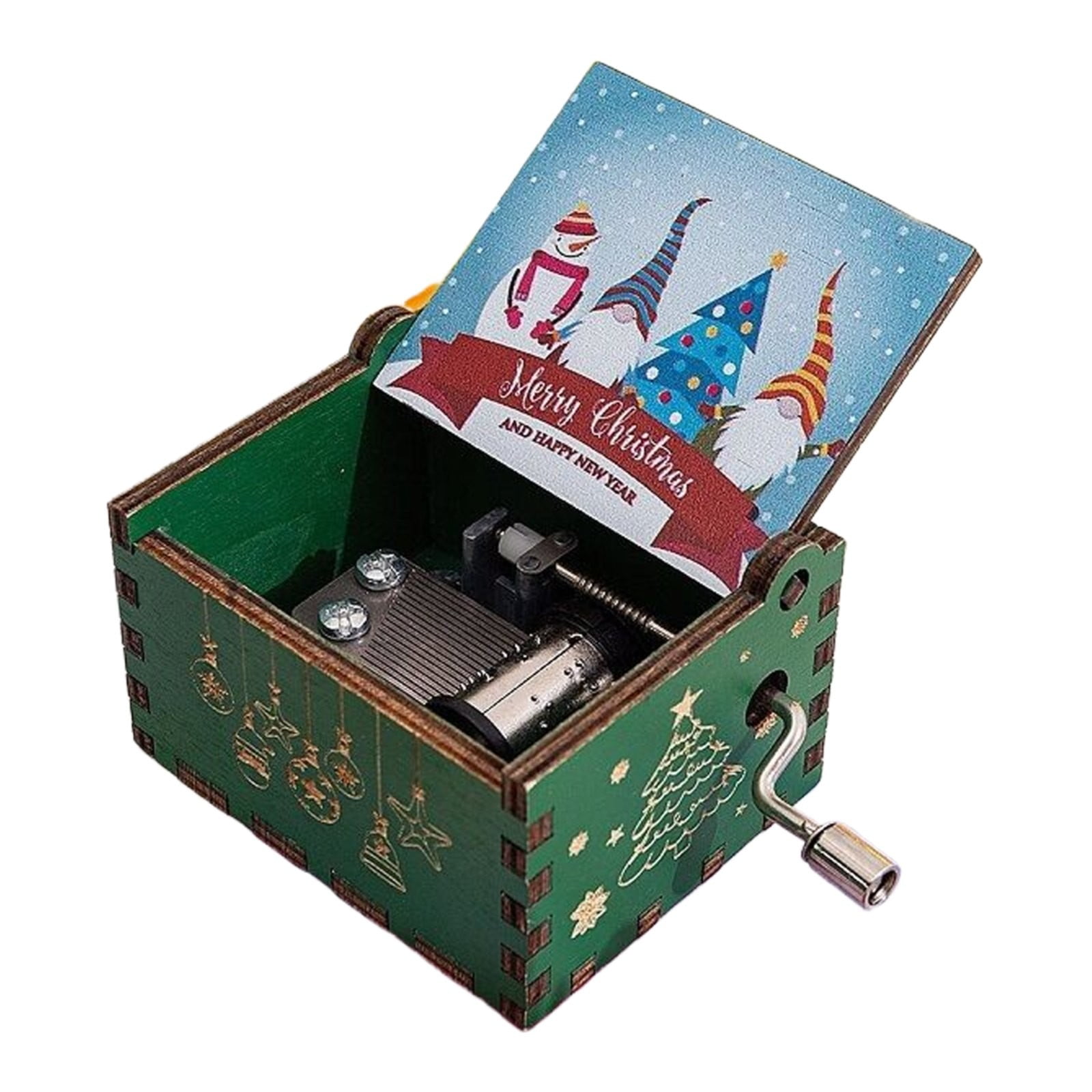 CHELIASD Halloween Christmas Hand-Crank Wooden Music Box Classic Carved ...
