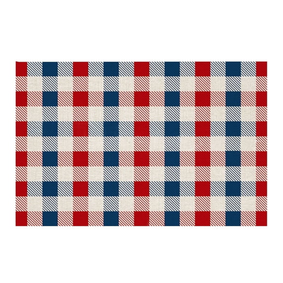CHELIASD Independence Day Doormat Rustic American Patriotic Gnomes and Flag Colorful Floral Indoor Doormat 4 of July Patriotic Floor Mat Low Profile Rug for Home Office