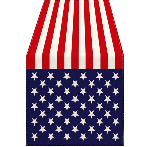 CHELIASD Independence Day Table Cloth Coffee Table Table Cloth Holiday Decoration Cloth Cotton Linen for Kitchen, Home ,Dining,Outdoor,Extra Long Memorial Day Independence Day, 33x180cm