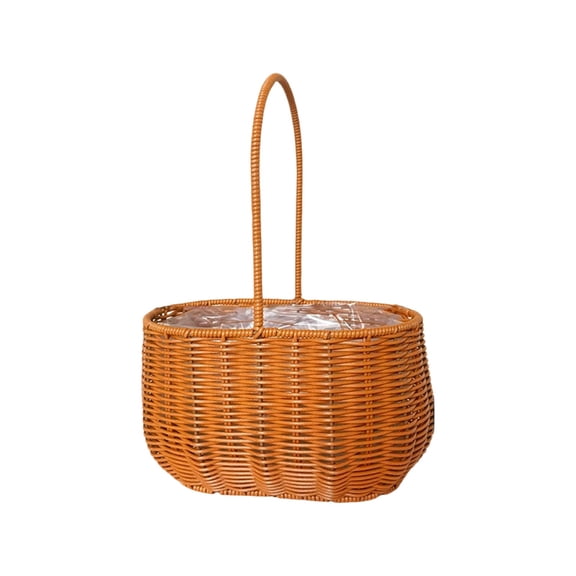 CHELIASD Rustic Wicker Rattan Wedding Flower Girl Baskets,Woven Rattan Storage Basket with Handles,Woven Eggs Candy Basket for Wedding Home Garden Decor