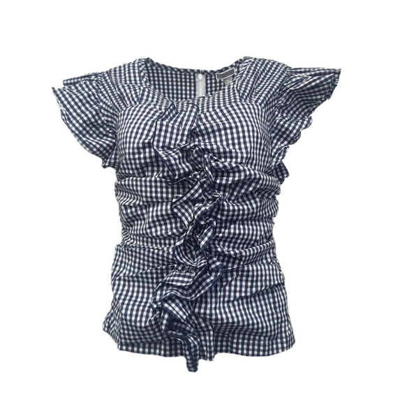 CHELSEA 28 Women's Evening Gingham Plaid Shirt, Blue, Medium