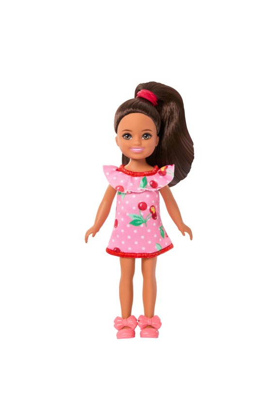 Club Chelsea Lula Small Doll, 6-Inch with Brunette Hair in Cherry-Print Dress & Sandals