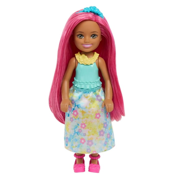 Barbie Chelsea Royal Small Doll with Pink Hair, Removable Skirt, Shoes & Hair Accessory, 6-inch
