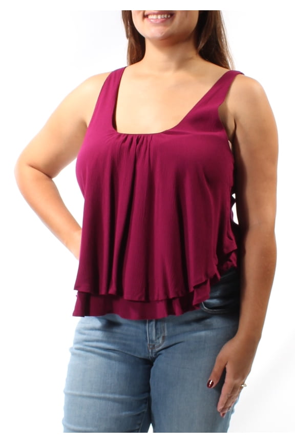 $68 Womens New 1115 Burgundy Low Cut Back Tiered Top XL B+B