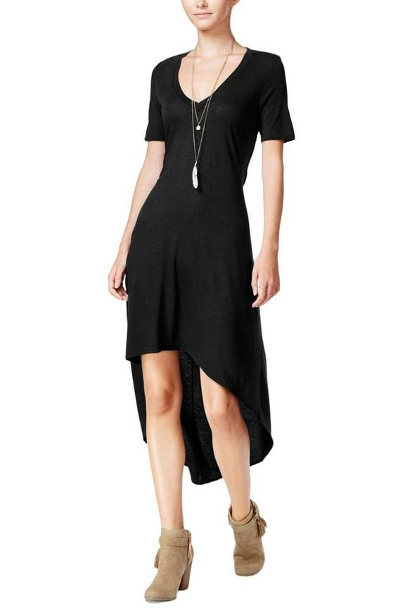 Womens Black Cut Out Sleeveless V Neck Maxi Hi-Lo Dress M