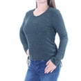 thumbnail image 1 of CHELSEA SKY Womens Green Tie Long Sleeve Jewel Neck Top Size: M, 1 of 2