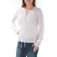 thumbnail image 1 of CHELSEA SKY Womens Ivory Tie Long Sleeve V Neck Tunic Top Size: M, 1 of 2