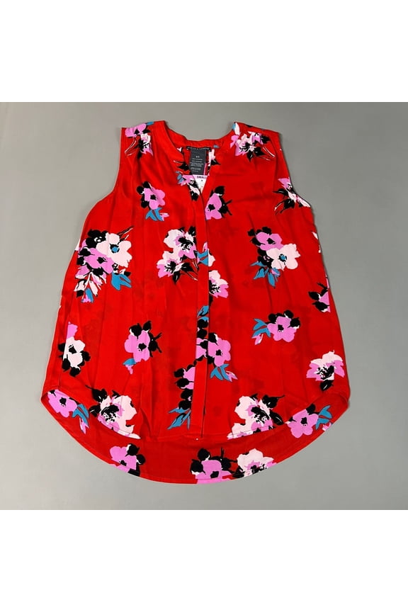 CHELSEA THEODORE Sleeveless Blouse Women's Size S Red Floral Paisley 2165072 (NEW)