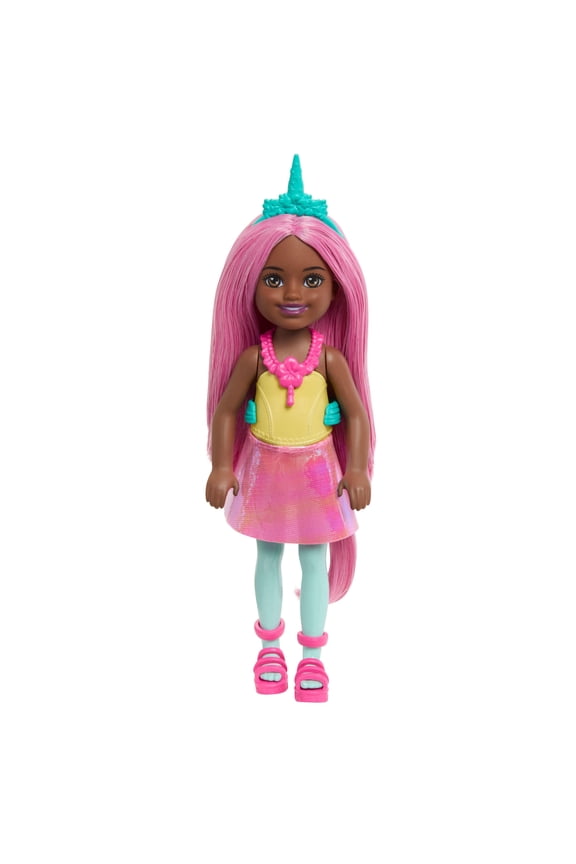 Chelsea Unicorn Small Doll with Pink Hair, Removable Tail, Shoes & Hair Accessory, 6-inch Toy