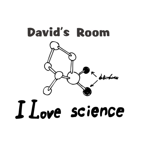 CHEMISTRY - Kids Bedroom Art Science Themed Décor Sticker Molecular Structure Design Customized Name I Love Science Lettering Art Home Wall Decal 20" x 16"
