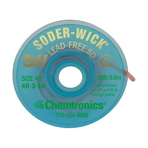 CHEMTRONICS - Soder-Wick Lead-Free Desoldering Braid Green Label 2.0mm x 3.0m